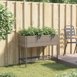 vidaXL Jardinière avec étagère gris résine tressée