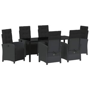 vidaXL Ensemble de salle à manger pour jardin 7 Pièces Noir polyrotin