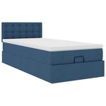 vidaXL Lit ottoman avec matelas bleu 100x200 cm tissu