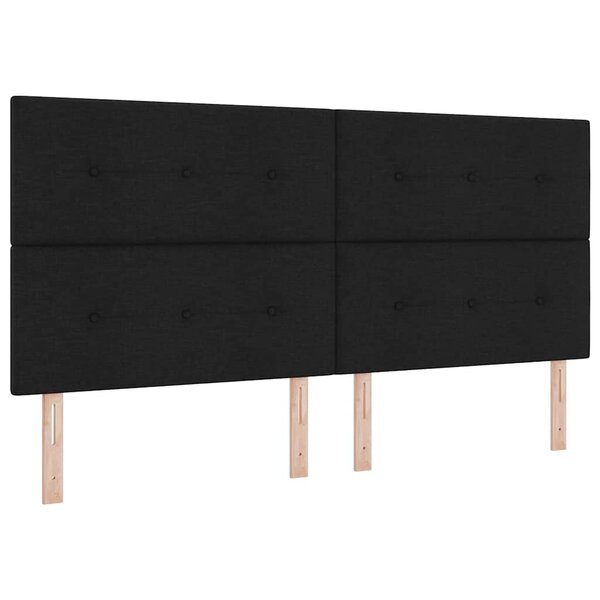 vidaXL Lit à ressort avec matelas noir 200x200 cm en tissu