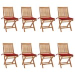 vidaXL Chaises pliables de jardin avec coussins lot de 8 Teck solide