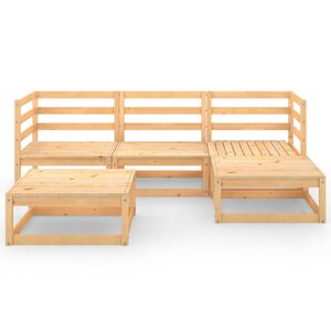 vidaXL Salon de jardin 5 Pièces Bois de pin massif