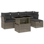 vidaXL Salon de jardin 6 Pièces avec coussins gris résine tressée