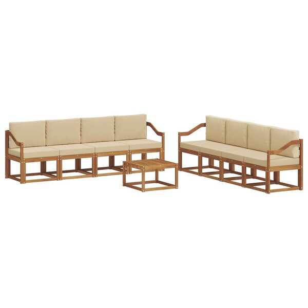 vidaXL Ensemble de canapés d'extérieur 9 pc Naturel et Beige