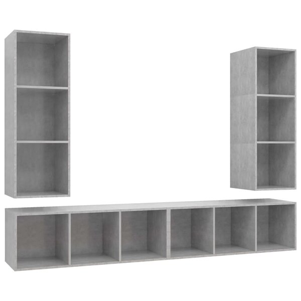 vidaXL Meubles TV muraux 4 Pièces Gris béton Bois d'ingénierie