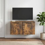 vidaXL Meuble TV mural Chêne fumé 59 5 x 31 x 30 cm Bois d'ingénierie