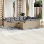 vidaXL Salon de jardin 11 Pièces avec coussins beige résine tressée