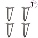 vidaXL Pieds en épingle à cheveux pour table basse 4 pièces Acier naturel 20 cm Acier massif