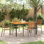 Ensemble de Salle à Manger de Jardin 5 Pièces en Poly Rattan Gris Acacia vidaXL