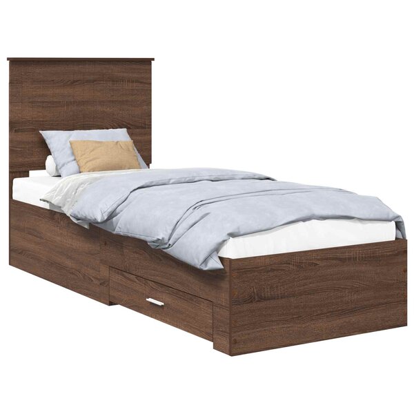 vidaXL Cadre de lit avec tiroir Chêne Marron et Argent 70 x 190 cm