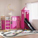 vidaXL Lit superposé sans matelas avec toboggan et rideaux 90x190 cm