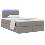 vidaXL Lit avec rangement et LED avec matelas Taupe 120 x 190 cm tissu
