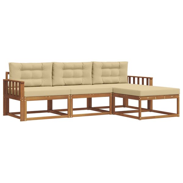 vidaXL Ensemble de canapés d'extérieur 4 pc Naturel et Beige