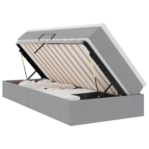 vidaXL Lit avec rangement et matelas Gris clair 90 x 190 cm Polyester