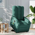 vidaXL Fauteuil inclinable de massage Vert foncé Tissu
