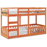vidaXL Lit superposé cire marron 75x190 cm bois de pin massif