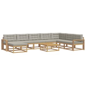 vidaXL Ensemble de canapés d'extérieur 9 pc Blanc et gris clair
