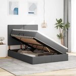 vidaXL Lit de rangement LED avec matelas Gris foncé 140 x 190 cm Tissu