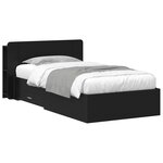 vidaXL Cadre de lit avec rangement Noir 75 x 190 cm Bois d'ingénierie