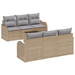 Canapé de Jardin 7 Pièces avec Coussins Beige Poly Rattan vidaXL