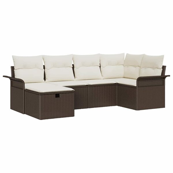 vidaXL Ensemble de canapé de jardin 6 Pièces Marron Poly rotin