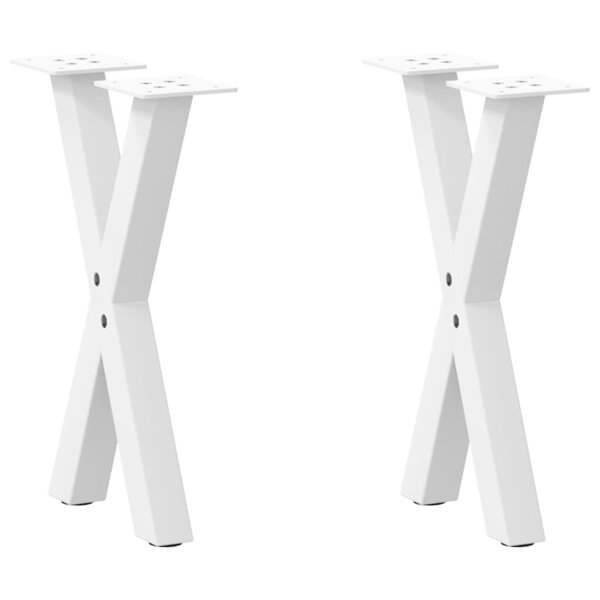 vidaXL Pieds de table basse en forme de X  2 pièces  blanc  38 x (42-43) cm  acier