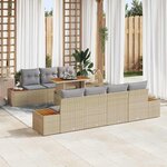 vidaXL Ensemble de canapé de jardin 8 Pièces Beige Poly rotin