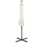 vidaXL Parasol de jardin en porte-à-faux et mât et lumières LED sable