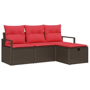 vidaXL Ensemble de canapé de jardin 4 Pièces Marron Poly rotin