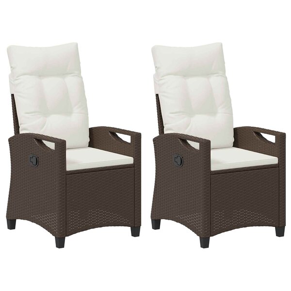 vidaXL Chaise de jardin 2 pc Marron et Crème Acier et Polyester