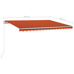 vidaXL Auvent automatique avec capteur de vent LED 4x3 m Orange marron