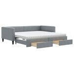 vidaXL Lit de jour avec gigogne et tiroirs gris clair 100x200 cm tissu