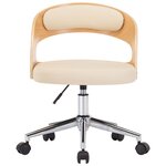 vidaXL Chaise pivotante de bureau Crème Bois courbé et similicuir