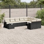 vidaXL Salon de jardin 10 Pièces avec coussins noir résine tressée