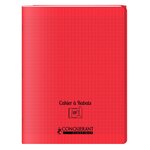 Cahier à rabat agrafé 24x32cm 96P 90G grands carreaux polypro rouge CONQUÉRANT