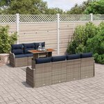vidaXL Ensemble de canapé de jardin 8 Pièces gris et bleu marine