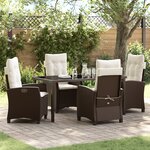 vidaXL Ensemble de salle à manger de jardin 5 pièces avec coussins Marron Poly Rattan