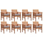 vidaXL Ensemble à manger d'extérieur 9 Pièces et coussins Acacia solide