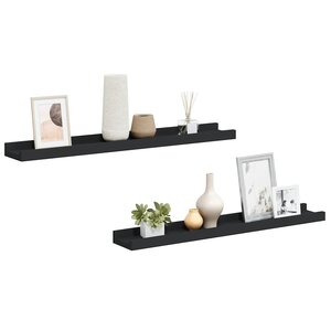 vidaXL Étagères à rebord pour cadre photo 2 Pièces Noir 60x9x3 cm MDF