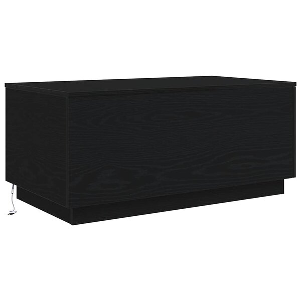 vidaXL Table basse avec lumières LED chêne noir 90x50x40 cm