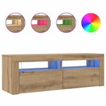 vidaXL Meuble TV avec lumières LED chêne artisanal bois d'ingénierie
