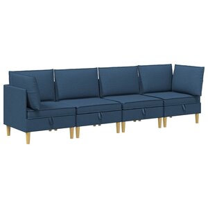 vidaXL Canapé modulaire avec rangement 4 Pièces Bleu Tissu