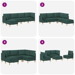 vidaXL Canapé modulaire avec rangement 5 Pièces Vert foncé Tissu