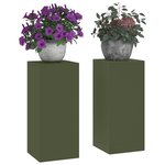 vidaXL Support de Plante 2 Pièces Vert olive 24 x 24 x 55 cm Acier