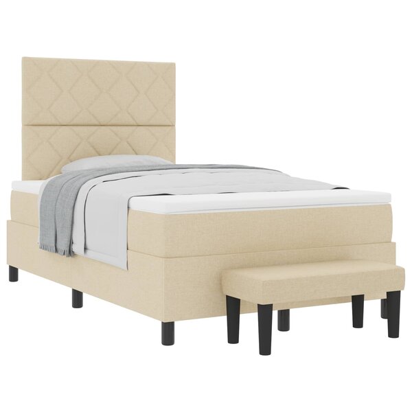 vidaXL Lit à ressorts avec tête de lit Crème 120 x 190 cm tissu