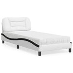 vidaXL Lit avec matelas Hvar blanc et noir 90x190 cm similicuir