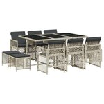 vidaXL Ensemble à manger de jardin 11Pièces avec coussins gris poly rotin