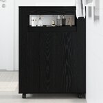 vidaXL Cabinet de Salle de Bain Étroit Sur Roues Chêne Noir Bois d'Ingénierie