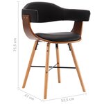 vidaXL Chaises à manger lot de 6 noir similicuir et bois courbé
