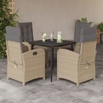 vidaXL Ensemble à manger de jardin avec coussins 5Pièces Beige poly rotin